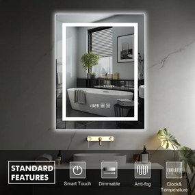 IREDA Lustro łazienkowe z oświetleniem LED, 60 x 80 cm