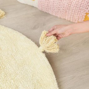 Żółty bawełniany dywan dziecięcy tkany ręcznie odpowiedni do prania ø100 cm You're My Sunshine – Lorena Canals