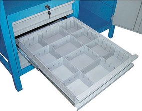 Stół warsztatowy GD, świerk + bukowa sklejka, 3 szuflady, 1 półka, 1190 x 600 x 850 mm, szary