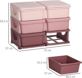 HOMCOM Szafka dziecięca z szufladami Kolorowe pudełka na zabawki 6 poziomów Organizacja pokoju dziecięcego | Aosom PL