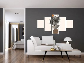 Obraz - Abstrakcja z liściem palmy (125x70 cm)