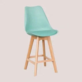 Zestaw 2 Wysokich Stołków 65 Cm Z Poduszką Ze Skóry Ekologicznej Nordic Verde Jade - Sklum