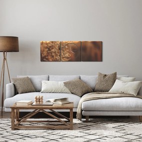 Obraz kwitnącej trawy (z zegarem) (90x30 cm)