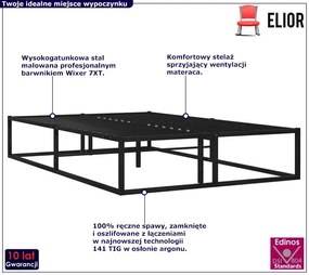 Czarne Metalowe Łóżko Niskie Industrialne 120X200 Cm Golo