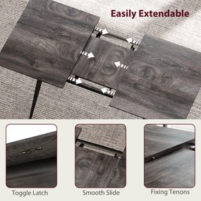 HOMCOM Rozkładany stół jadalny, rozsuwany stół dla 6-8 osób, stół kuchenny z solidnymi stalowymi nogami