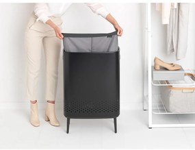 Metalowy kosz na pranie w kolorze matowej czerni 90 l Bo Hi – Brabantia