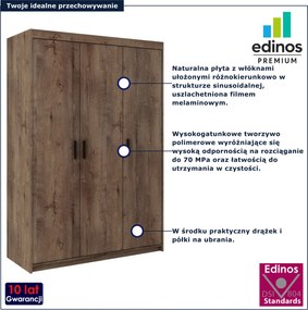 Trzydrzwiowa szafa na ubrania dąb lefkas P9-H87