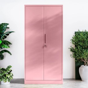 Szafa do biura domowego JAN, 900 x 1850 x 400 mm, Fresh Style: pudrowy róż