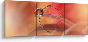 Obraz kwiecistej kropli rosy (z zegarem) (90x30 cm)