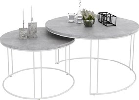 Zestaw stolików kawowych biały + beton G3-L05