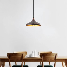 Lampa wisząca w czarno-miedzianym kolorze z metalowym kloszem ø 34 cm Barek – Opviq lights