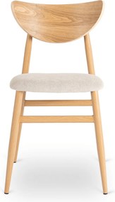 Krzesło Tapicerowane z Drewna Giętego BRAGA Dąb/Krem Retro