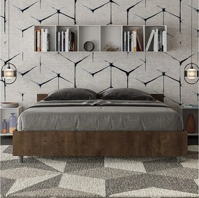 Łóżko wyposażone w stelaż z listwami z pojemnikiem 160x190 Orzech Nuamo