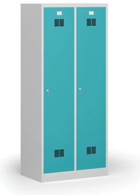 Szafka ubraniowa S1 z przegrodą, 1850 x 800 x 500 mm, zamek cylindryczny, drzwi zielone