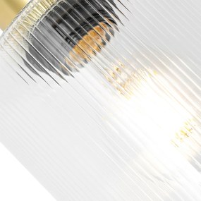 Plafon art deco złoty ze szklanym kloszem regulowanym - Laura