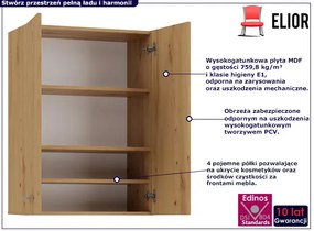 Łazienkowa szafka ścienna w kolorze dąb artisan - Sirella 3X