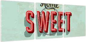 Obraz - Home sweet home (z zegarem) (90x30 cm)