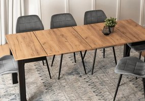 Stół rozkładany Sinenko dąb craft/czarny – prostokątny stół z płyty laminowanej 80–200 cm z 2 wkładkami