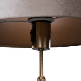 Lampa stołowa brązowa z abażurem z weluru taupe 35cm - Parte Nowoczesny Oswietlenie wewnetrzne