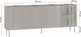 Komoda Dunari 220 cm czterodrzwiowa z szufladami - dąb sławonia - Wyprzedaż ekspozycji