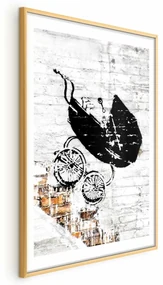 Plakat Pędzący wózek 60x90 cm z ramą złotą z marginesem ARTGEIST B