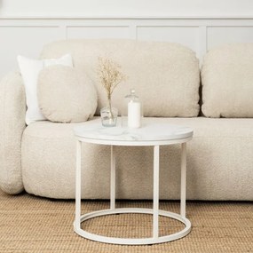 Stolik Kawowy AGNES 53 cm Biały Marmur Nowoczesny