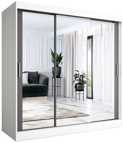 Szafa przesuwna z lustrem biały + antracyt 200 cm - Kukkin 6X