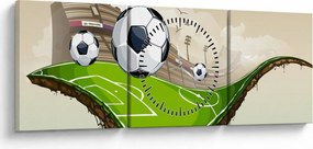 Obraz - Boisko do piłki nożnej (z zegarem) (90x30 cm)