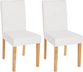 Zestaw 2 krzeseł do jadalni Littau ze sztucznej skóry, imitacja skóry, matowy biały, jasne nogi