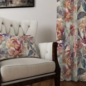 Zasłona dekoracyjna oxford duże kwiaty wzorzysta - szer. 150 cm
