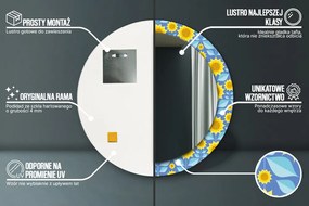 Geometryczne słoneczniki Lustro dekoracyjne okrągłe