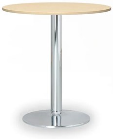 Stolik konferencyjny FILIP II, średnica 80 cm, chromowana podstawa, brzoza