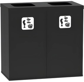 Wewnętrzny kosz do segregacji śmieci, 2x 50 l, uchwyt na worek, czarny/czarny