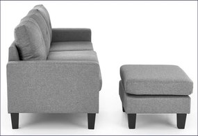 Popielata sofa z dostawianym podnóżkiem - Tuberosa