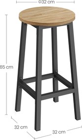 Taboret barowy, hoker - dąb sonoma / nogi czarne