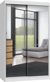 Biała szafa przesuwna z 2 lustrami 120 cm W7-K00