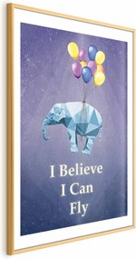 Plakat Latający słoń 21x30 cm z ramą złotą z marginesem ARTGEIST B