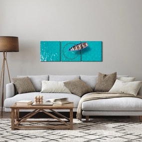 Obraz - Tradycyjna łódź rybacka (z zegarem) (90x30 cm)
