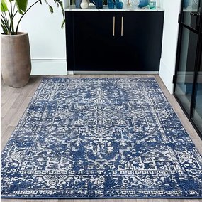 Dywan vintage - 200x290cm - granatowy, biały - Nova Antique