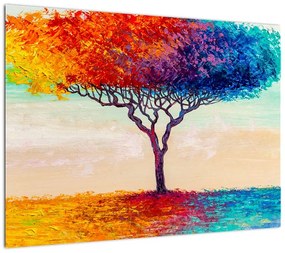 Obraz na szkle malowanego drzewa (70x50 cm)