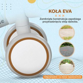 AIYAPLAY Rower biegowy, regulowane siedzisko, ciche koła, dla dzieci 1-3 lata, do 20 kg, Brązowy/Biały