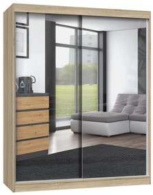 Nowoczesna garderoba z lustrami 160 cm dąb sonoma - Stoflis 8X