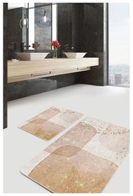 Beżowe aksamitne dywaniki łazienkowe zestaw 2 szt. 60x100 cm – Mila Home