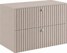 Szafka łazienkowa wisząca z blatem 80, kaszmir + blat kaszmir, uchwyty w trzech kolorach, 80 x 44,4 x 58,6 cm