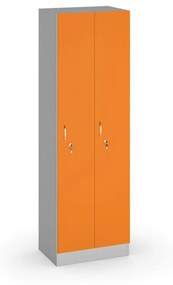 Drewniana szafka ubraniowa, 2-drzwiowa, 1900 x 600 x 420 mm, zamek cylindryczny, pomarańczowy