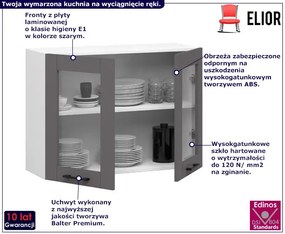 Szara szafka kuchenna z witryną 80 cm W9-T05