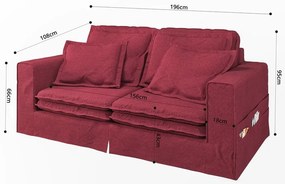 Czerwona sofa 196 cm Nora – Ropez