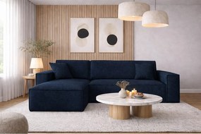 Narożnik BEST L z funkcją spania i pojemnikiem, tkanina Neve, Ciemnoniebieski, Lewy