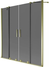 Mexen Velar Duo parawan nawannowy 2-skrzydłowy rozsuwany 140 x 150 cm, grafit, złoty - 896-140-000-42-50