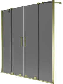 Mexen Velar Duo parawan nawannowy 2-skrzydłowy rozsuwany 140 x 150 cm, grafit, złoty - 896-140-000-42-50